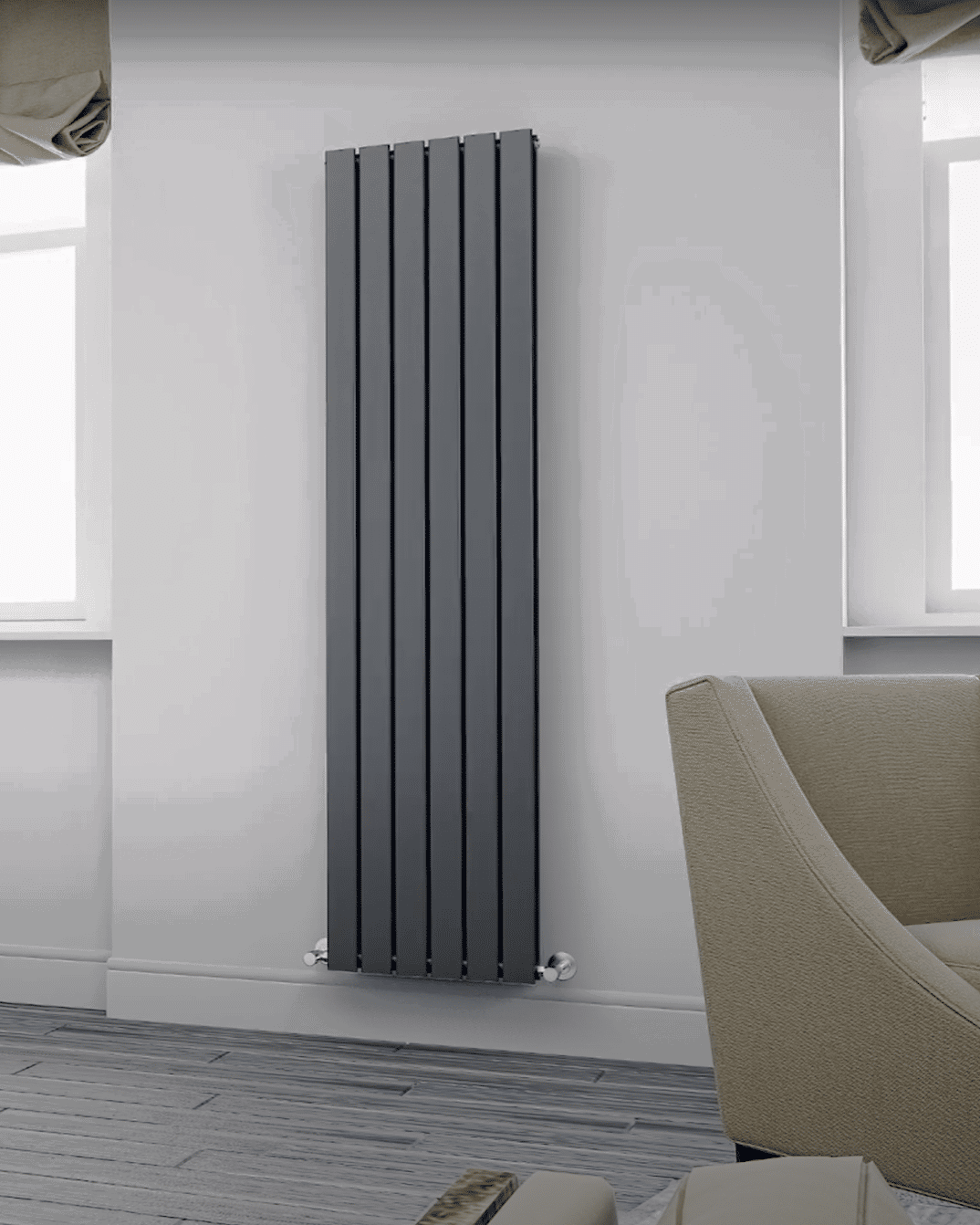 Flat Vertikal Dobbelt Radiator Antracit